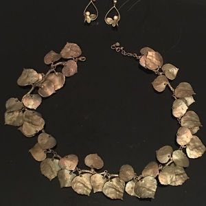 One of a kind leaf necklace with matching earrings